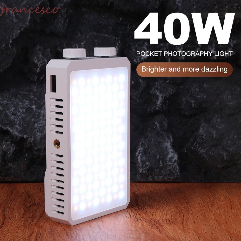 FRANCESCO ไฟกล้อง LED RGB, 40W 2800-9000K Mini LED Video Lamp, น้ําหนักเบา 4400mAh แบตเตอรี่ FX 8 โห