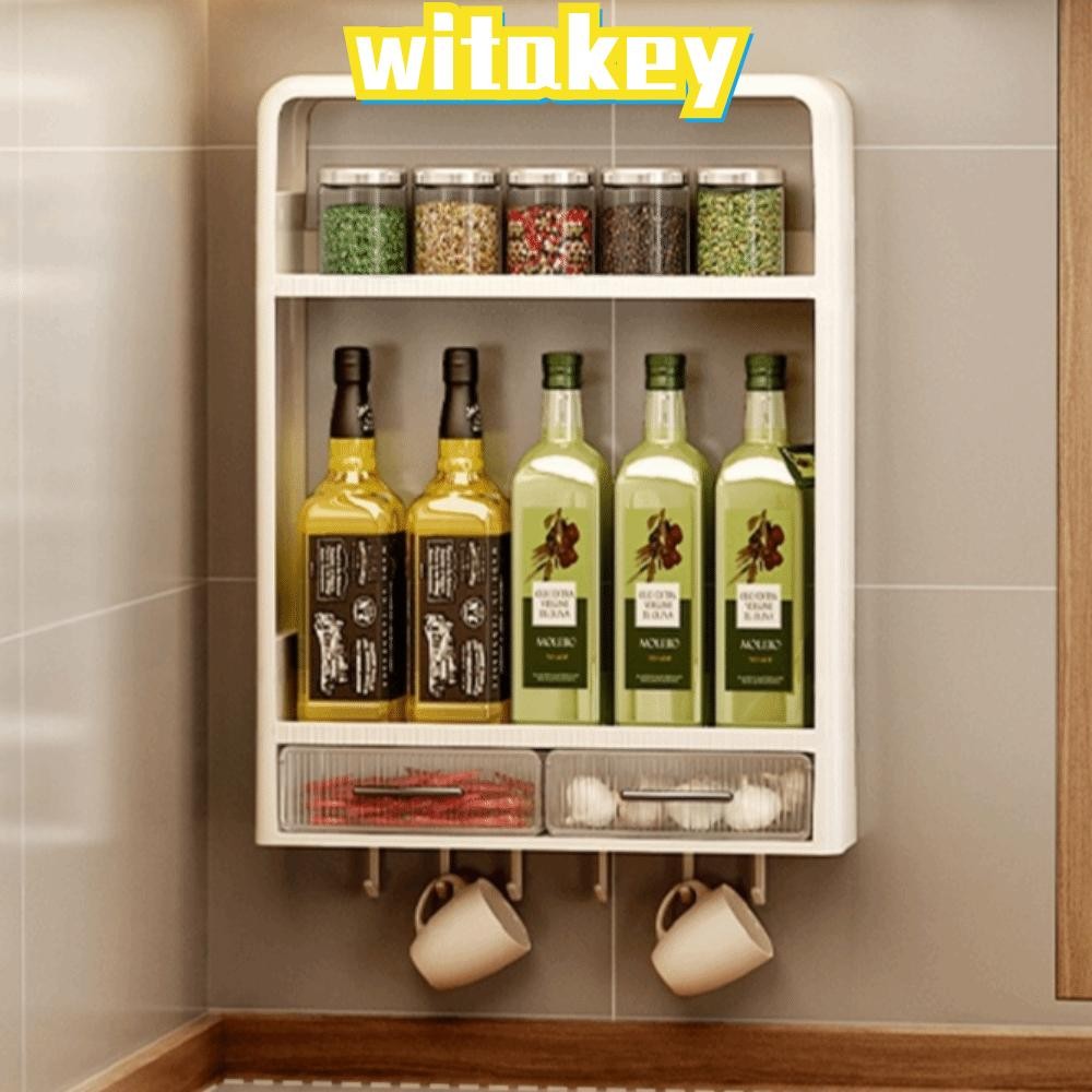 WITAKEY ชั้นเก็บของในครัว, Multi-layer No Punching ติดผนังตู้, Spices Organization Seasoning Organiz