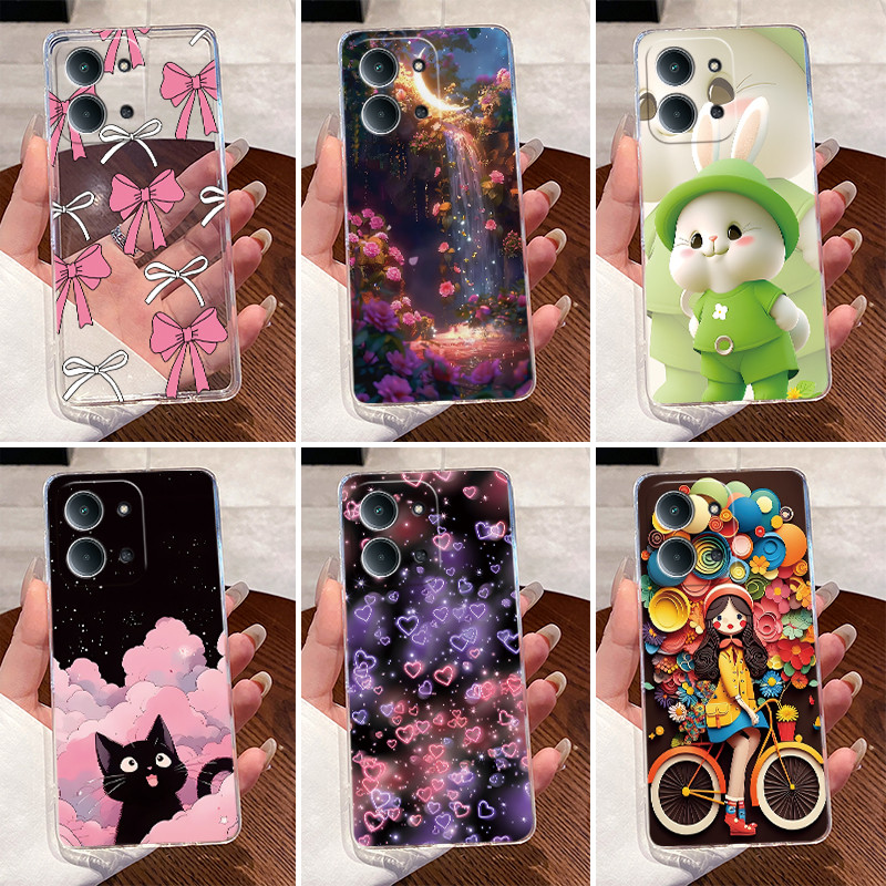 สําหรับ Poco C85 ปกหลังสําหรับ Redmi 15C 4G กรณีใสหรูหราน่ารักรักกระต่ายตลก Cool ทาสี TPU ซิลิโคนอ่อนนุ่มเคสโทรศัพท์