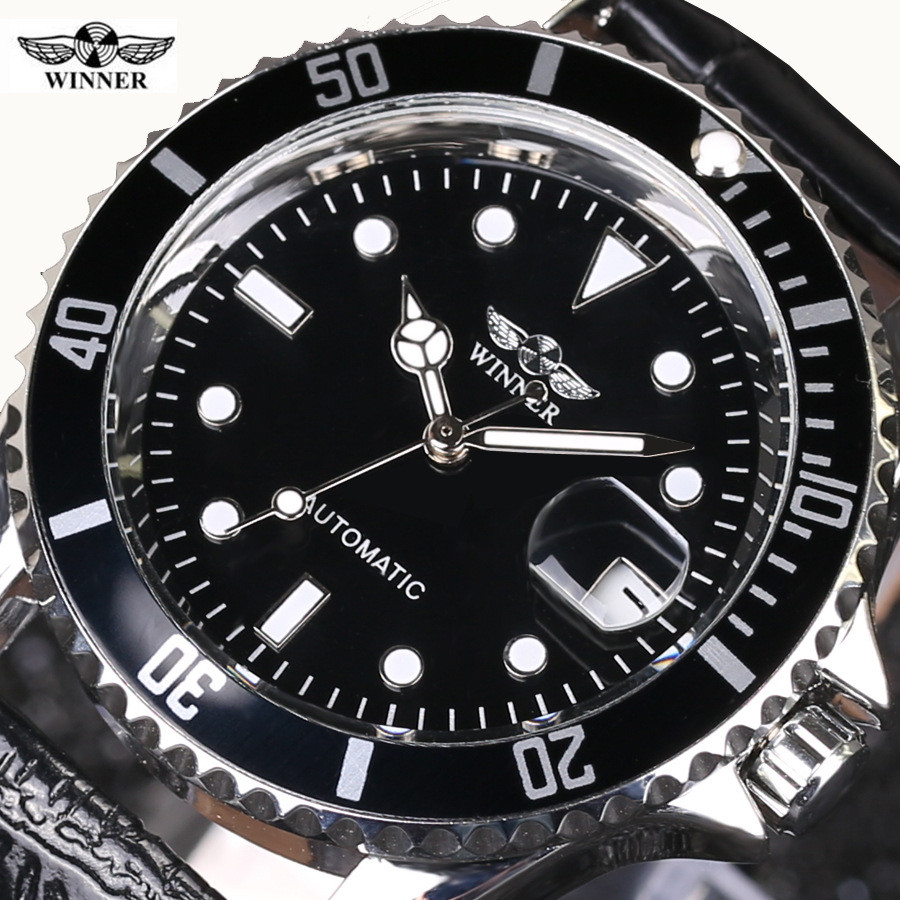 Winner Winner Mens Fashion Casual Belt Semi-Automatic Mechanical Watch