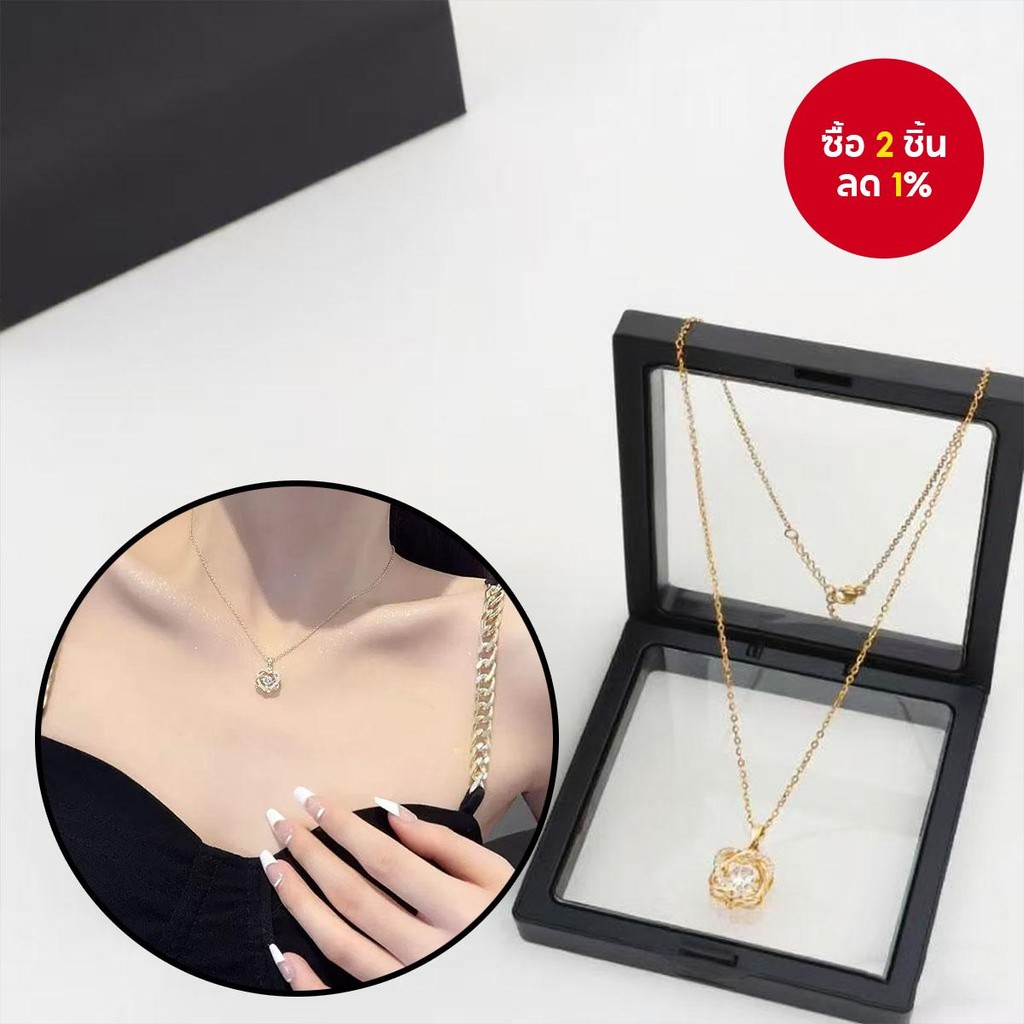 สร้อยคอจี้ทอง 18K Eirin พร้อมกล่อง เครื่องประดับสำหรับผู้หญิง ของขวัญแฟชั่น