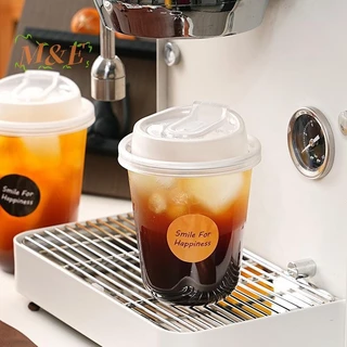 [ม&จ] ถ้วยกาแฟใส 10 ชิ้นพร้อมฝาปิดถ้วยทิ้งรูปตัวยูสําหรับเครื่องดื่มร้อนชานมถ้วยเครื่องดื่ม ซื้อกลับบ้าน [ใหม่]