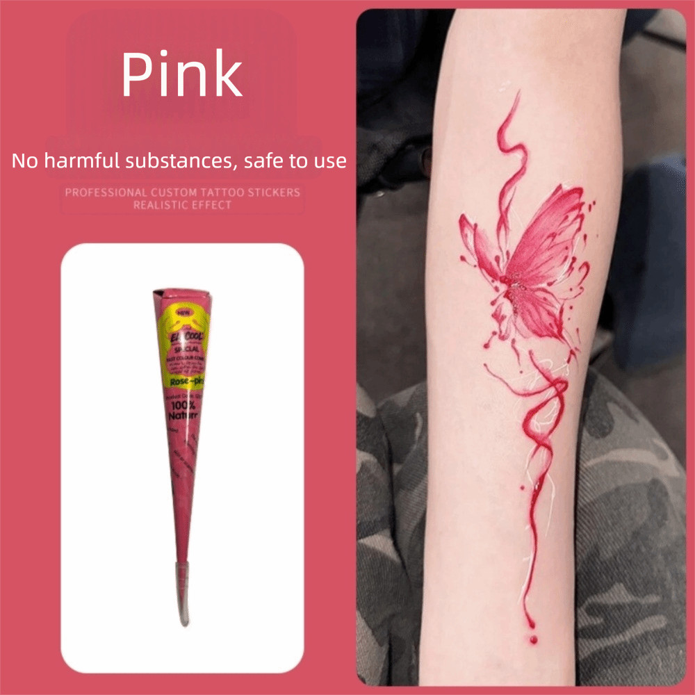 WITAKEY ครีมสักเฮนน่า สีดำและน้ำตาล กึ่งถาวรพร้อมกรวยสำหรับงาน Mehndi Body Art - รูปที่ 5