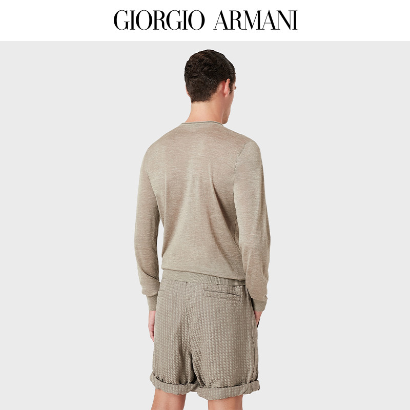 เสื้อสเวตเตอร์นุ่มปักโลโก้ GIORGIO ARMANI สำหรับผู้ชาย