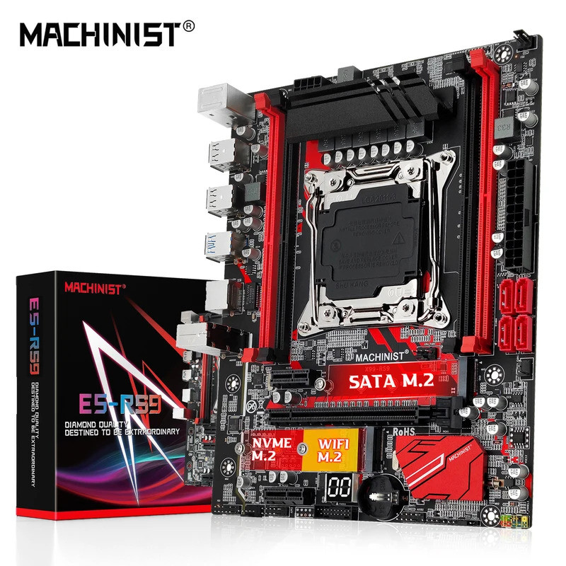MACHINIST RS9 X99 เมนบอร์ดรองรับ Xeon E5 V3 V4 LGA 2011-3 CPU โปรเซสเซอร์ DDR4 RAM สี่ช่องและ SATA P