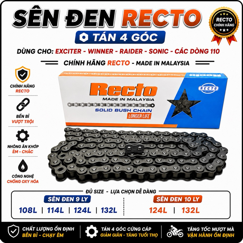 Recto Black Slug [หลังคา 4 มุม] ทุกขนาด 108L-120L-124L 132L/9L & 122L-132L/10L สําหรับ Ex Winner Rai