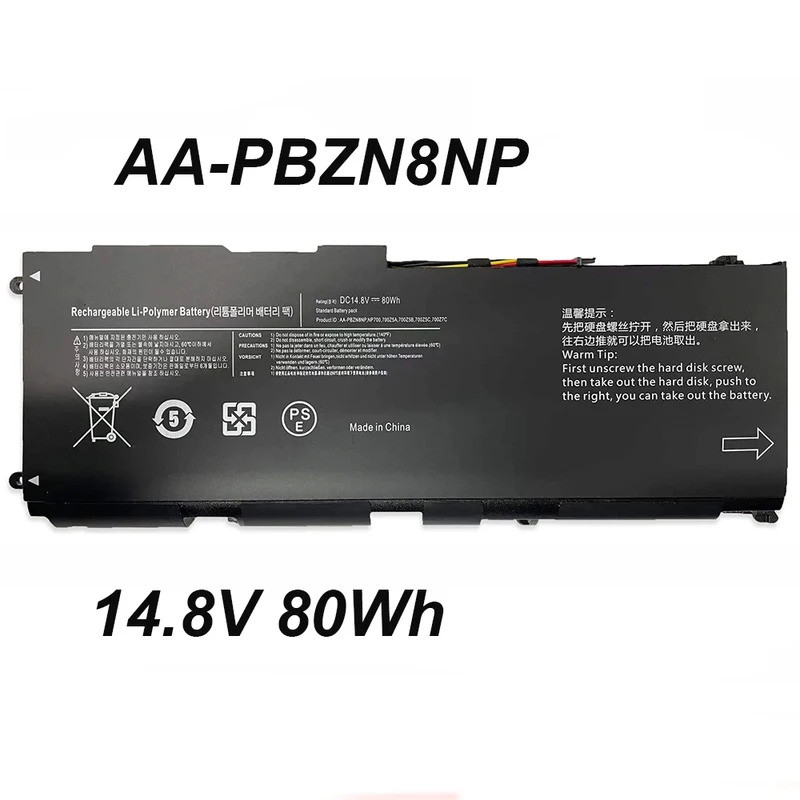 AA-PBZN8NP 14.8V 80Wh แบตเตอรี่แล็ปท็อปสําหรับ Samsung NP700Z5A NP700Z5B NP700Z5C NP700Z5C NP700Z7C-