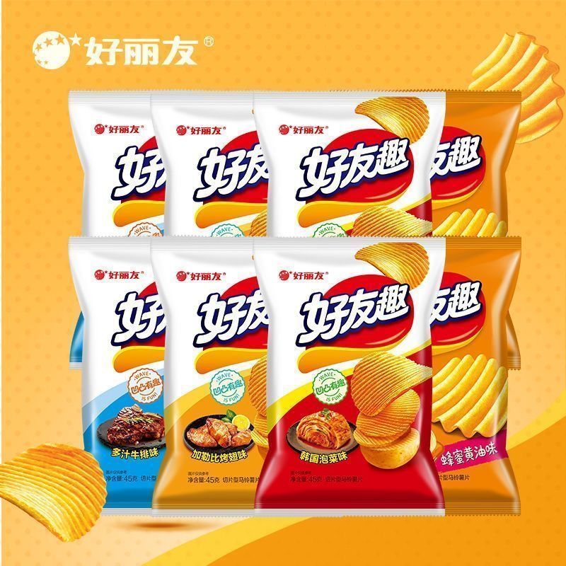 [Orion] Friend Fun Potato Chips 45g * 6 แพ็คกิมจิน้ําผึ้งสเต็กรสมันฝรั่งทอดของว่างป่องสบายๆบรรเทา Gl