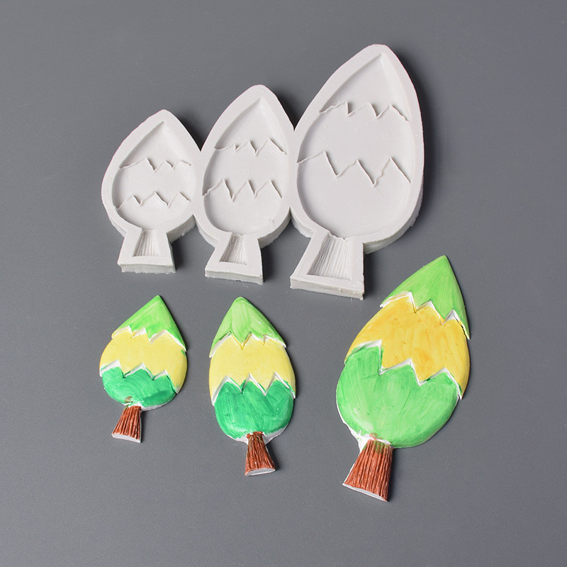 Forest Series Tree Popsicle Tree Pine Cypress Apple Tree ช็อกโกแลตFondantแม่พิมพ์ซิลิโคนเค้ก Plug-In
