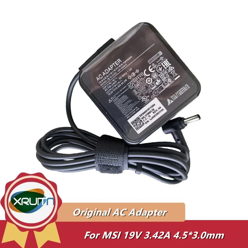 Original DELTA ADP-65GD D อะแดปเตอร์ AC 19V 3.42A 65W สําหรับ MSI Modern 15 MS-1552 โมเดิร์น 14 แล็ป