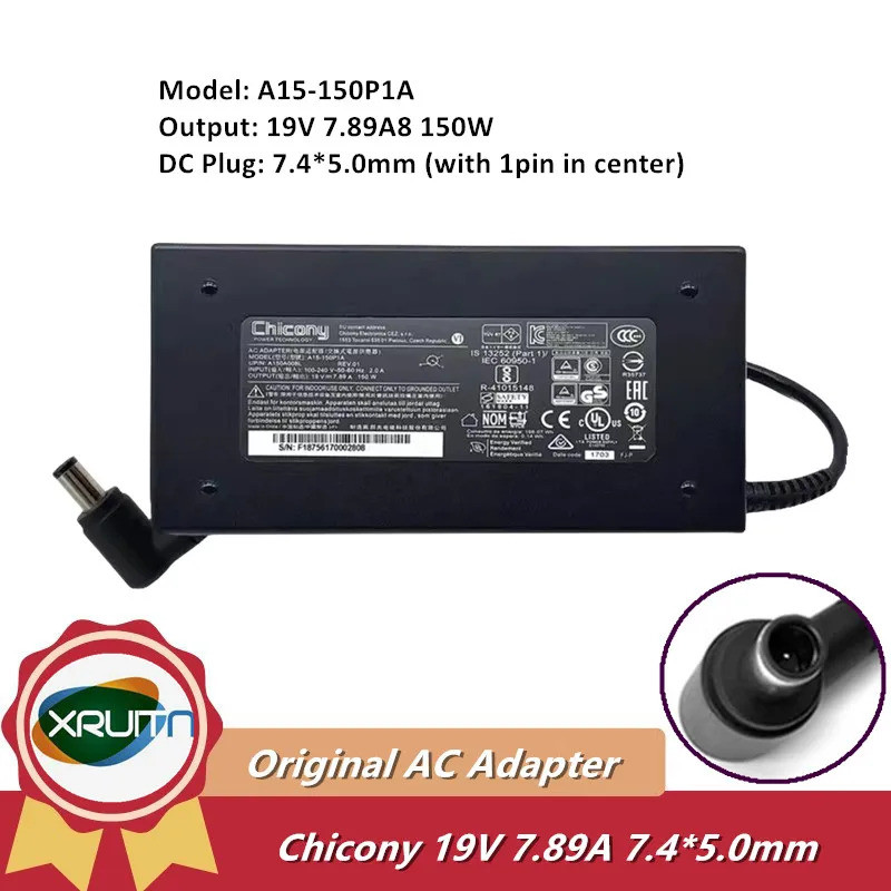 ของแท้ Chicony A15-150P1A 150W 19V 7.89A 7A150A015L AC Adapter Charger สําหรับ MSI GL73 9RC/GTX1050 