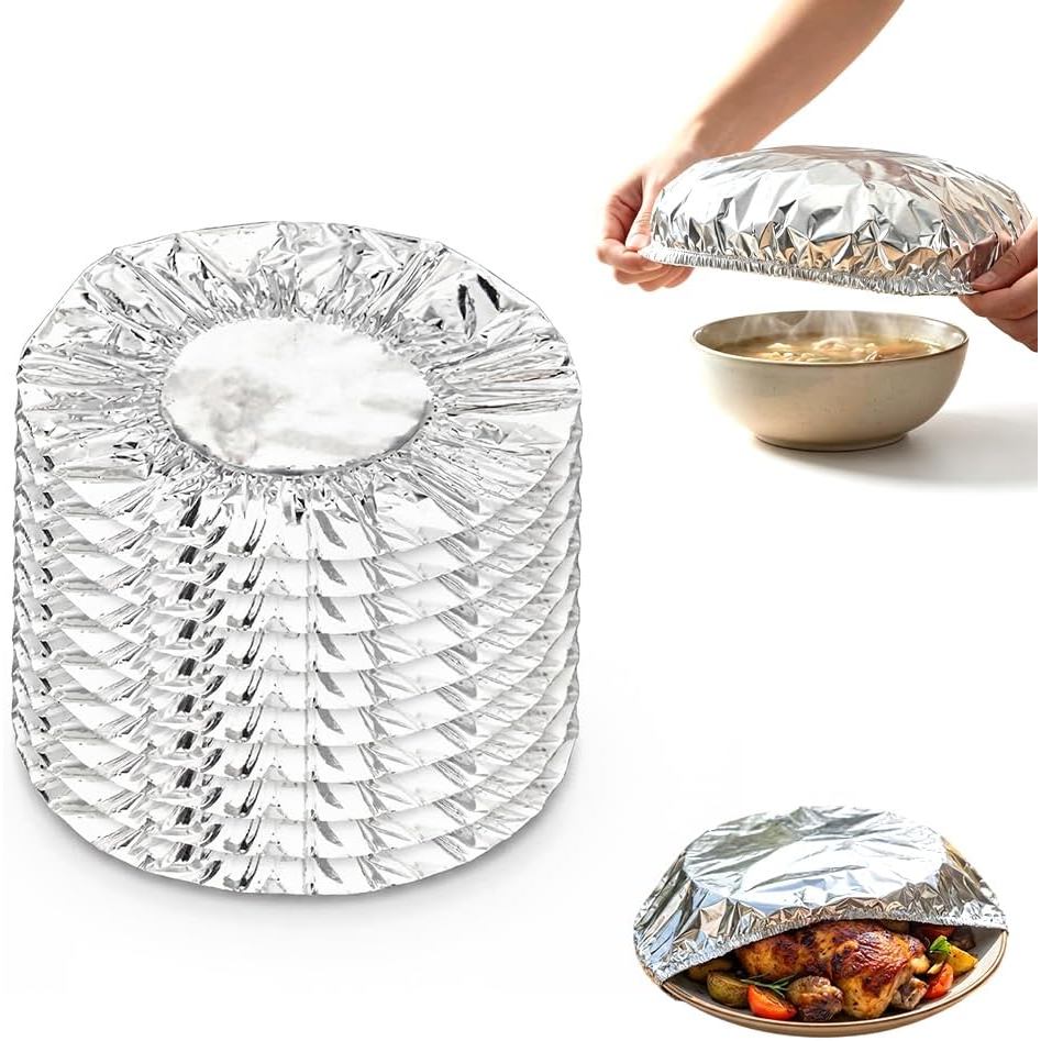 10/20/50 ชิ้น Reusable อลูมิเนียมฟอยล์อาหารยืดหยุ่นทนความร้อนอาหารสําหรับชามแผ่นผักผลไม้ที่เหลือ