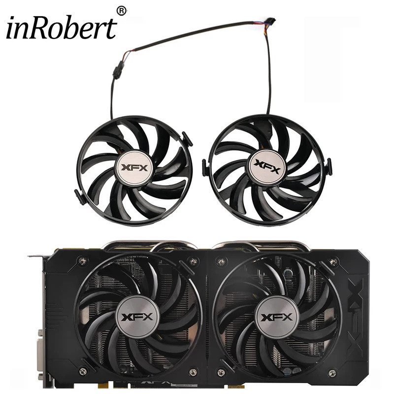 *2 ชิ้น/ล็อตพัดลมระบายความร้อนสําหรับ XFX Radeon R9 370X 380X R7 350 360 370 RX 460 560 กราฟิกการ์ดพ