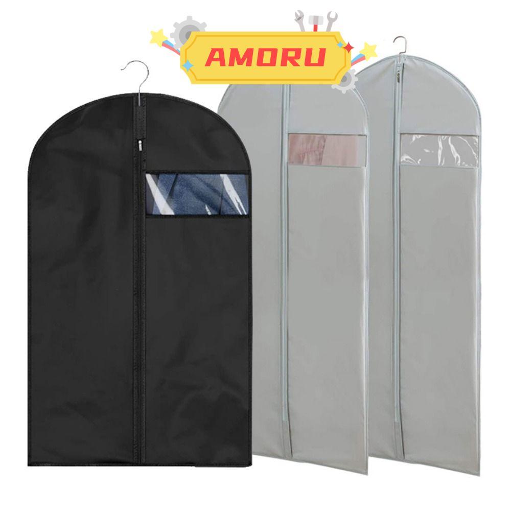 AMOR12U7 ถุงเก็บฝุ่นเสื้อผ้า, สีดําสีเทาเสื้อผ้าแขวนถุงเก็บ,ทนทานกันน้ํากันฝุ่น PEVA Closet Organize