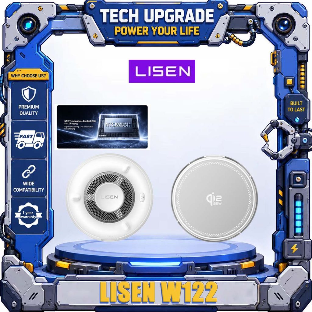 LISEN w122 qi2.2 เครื่องชาร์จ 25W ไร้สายพร้อมการตรวจจับน้ําแข็งและกระจายความร้อน เหมาะสําหรับโทรศัพท