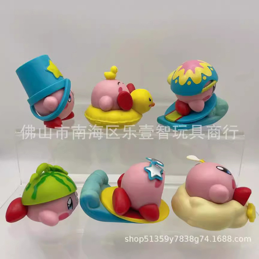 Star Kirby Mystery Box Figure Cute Summer Beach Surfing Model Toy Baking Desktop Decorative Doll