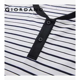 GIORDANO (Online Exclusive) เสื้อยืดผู้ชาย Men's Striped Henley Neck Tee 13026223