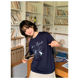 KYO 🌸 เสื้อยืดแขนสั้น ทรงOversize สไตล์เกาหลี พิมพ์ลาย "Flouier spirit" COTTON 100% โคตรนุ่ม เสื้อผ้าแฟชั่นผู้หญิง