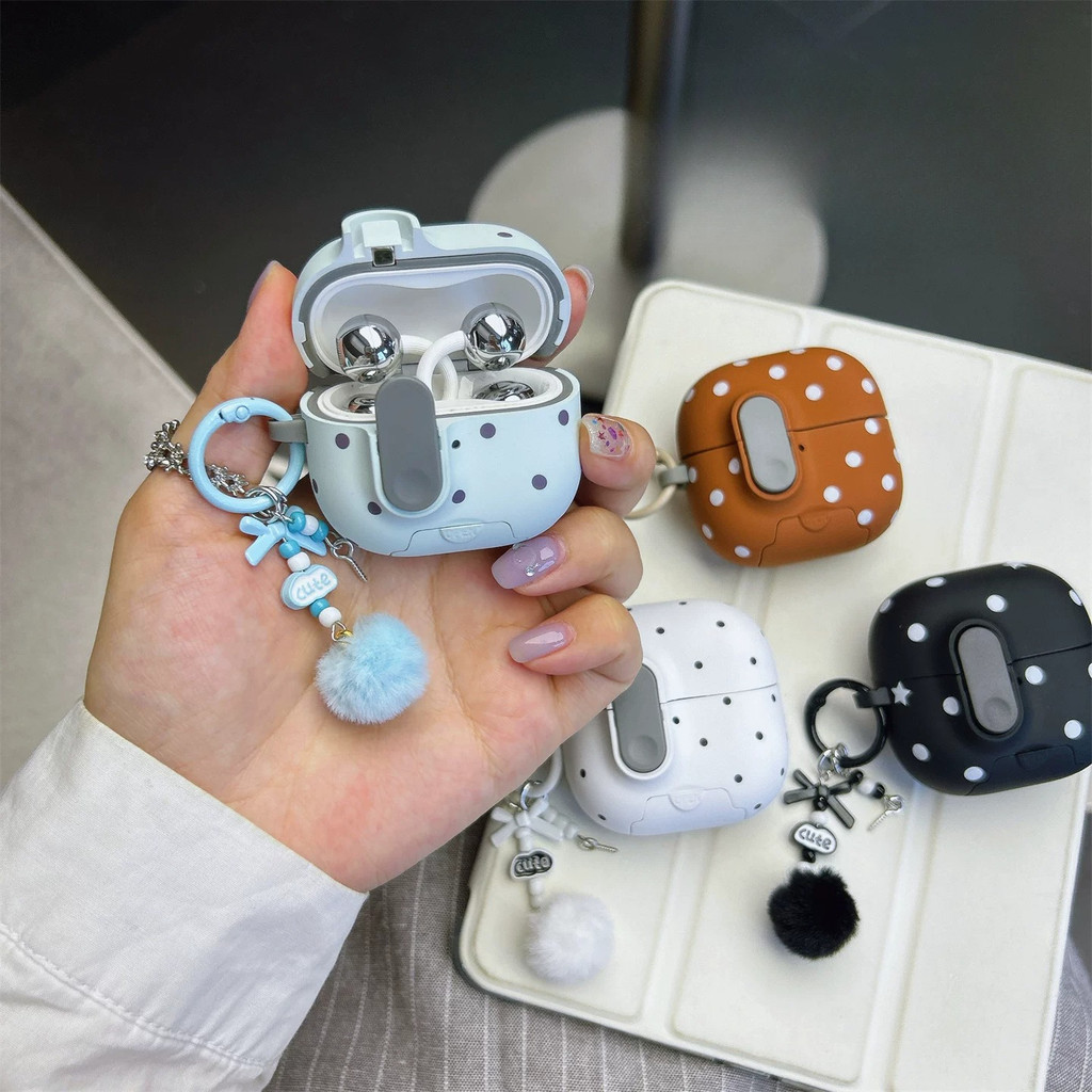 Vintage polka dot cover auto-pop-up holder holder พร้อมจี้สําหรับ Huawei Freeclip2 7i star สร้อยข้อมือไร้สายบลูทูธ anti-drop hard case หูฟัง case pro3