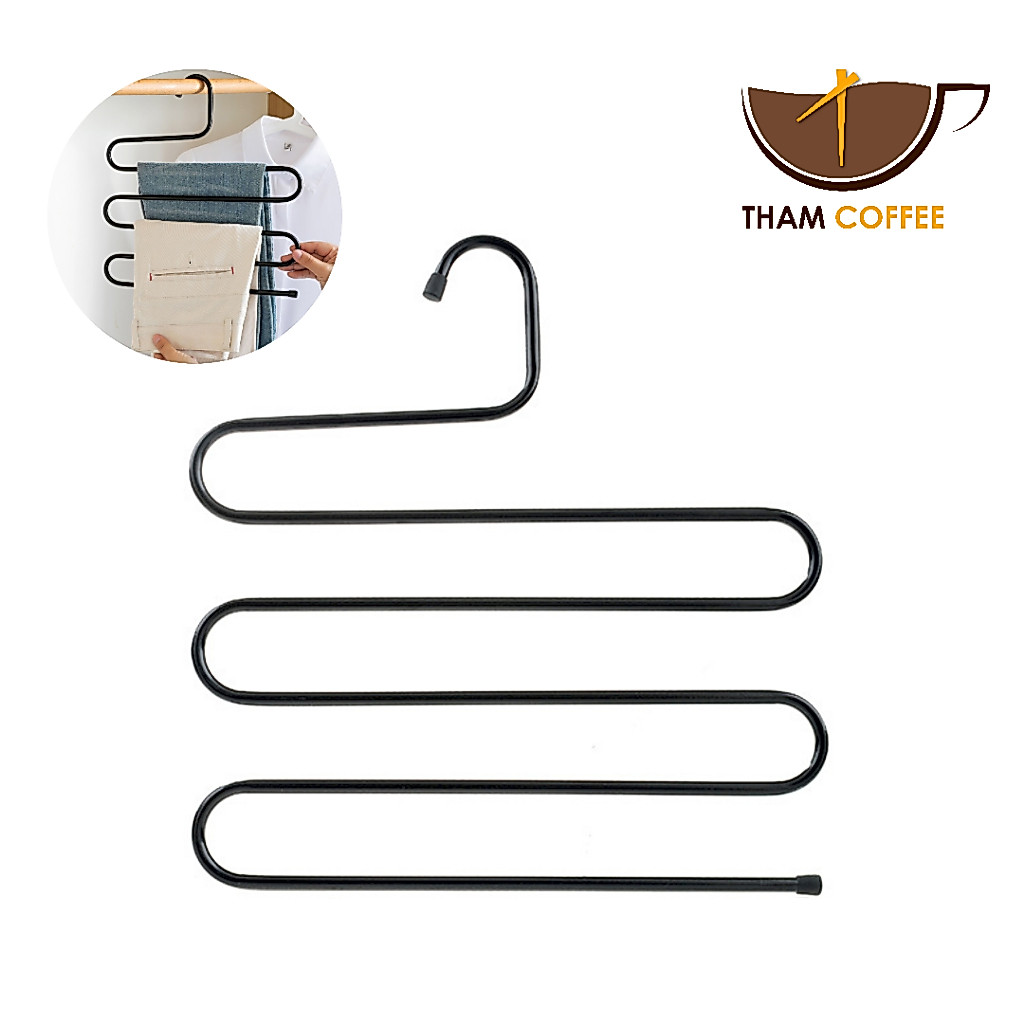 ไม้แขวนกางเกง ประหยัดพื้นที่ 36 x 38cm Trousers Hanger  Tham coffee