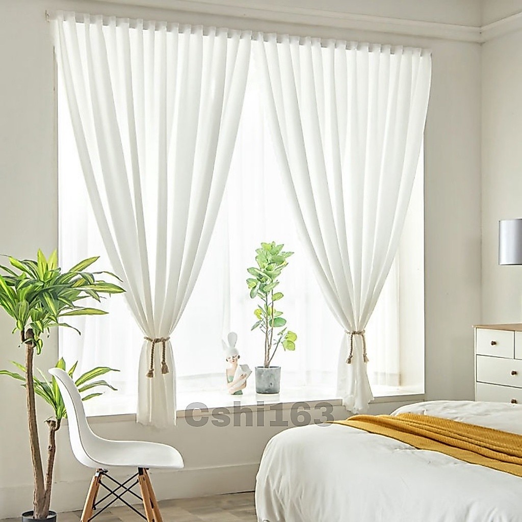 ผ้าม่านโปร่งปรับแสง สีขาว แบบหนามองไม่ทะลุ คาเฟ่นิยม ปรับแสงนุ่มสวยงาม (พร้อมส่งทันที ไม่ต้องรอ) ม่านประตู ม่านหน้าต่าง
