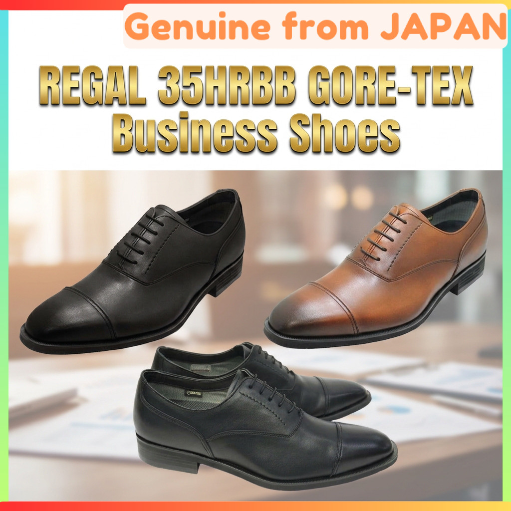REGAL 35HRBB GORE-TEX Business Shoes Waterproof Genuine Leather Made in Japan 3E Straight Tip Oxford