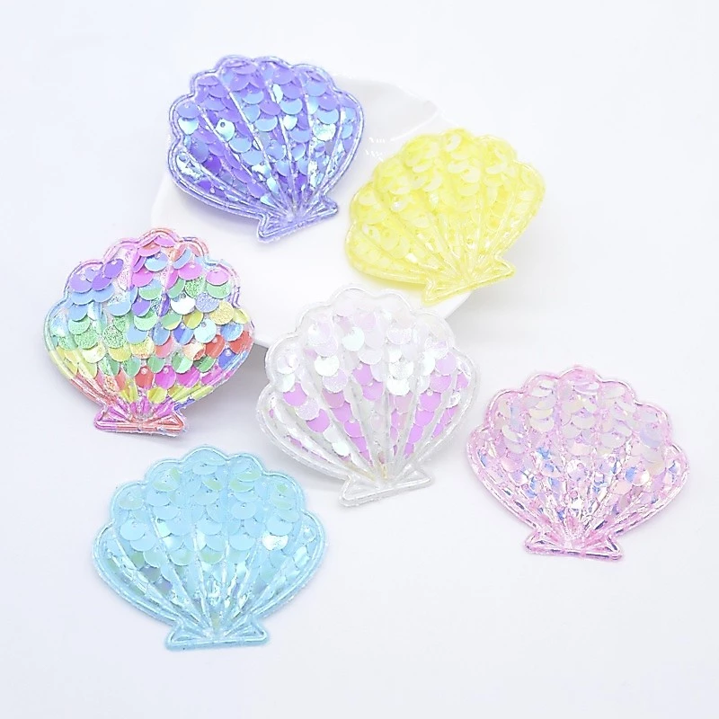 12 ชิ้น 48*45 มิลลิเมตรเชลล์ Appliques เลื่อม Embroider แพทช์ Scrapbooking