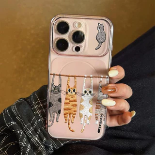 แมวน้อยสี่ตัว For iPhone เคสไอโฟน 11 12 เปลือกที่เรียบง่าย 13 14 15 16 17 PLUS B4PRO MAX X XS MAX XR 7/8PLUS