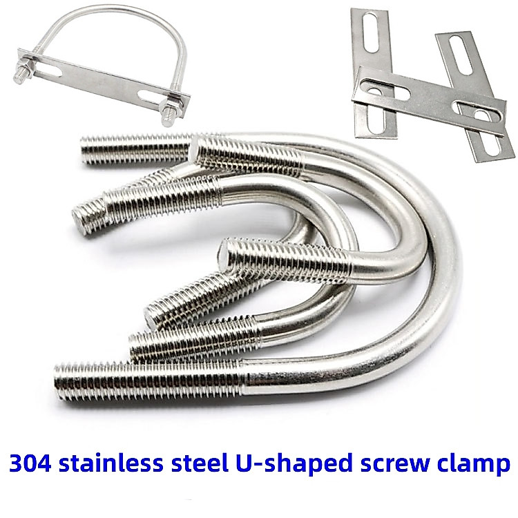 ❤M8 U-Bolts ท่อกลม U Bolt - A2 304 สแตนเลส U-Bolt Pipe Bulat U Bolt - ถุงมือทํางาน U ประเภทการ์ด304