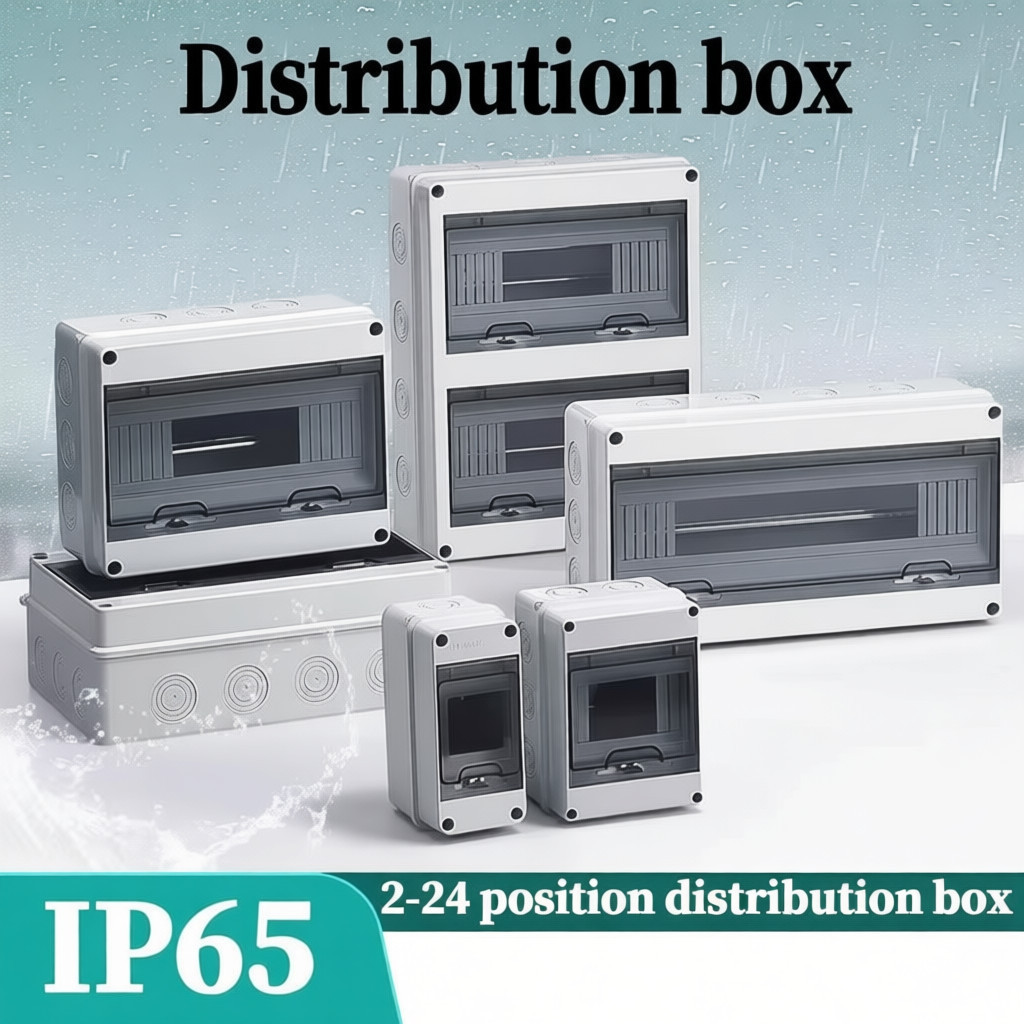ตู้คอนซูมเมอร์กันน้ำ IP65 พลาสติกใส HT-02 HT-12 สำหรับ AC/DC ขนาด 2P-12P แบบมีฝาปิด
