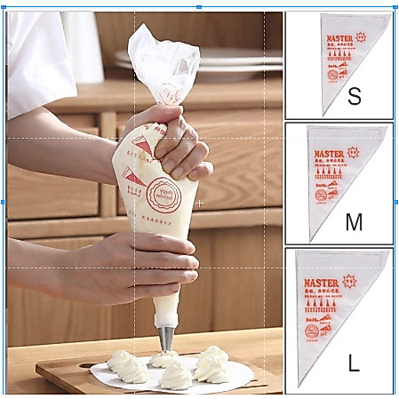 🧁พร้อมส่ง🧁ถุงบีบครีม ถุงบีบเค้ก พลาสติก แพ็ค 100 ใบ (S/M/L)