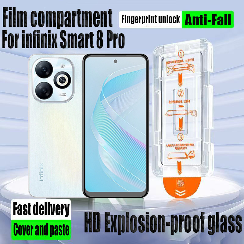 1- 2 ชิ้นติดตั้งง่าย HD กระจกนิรภัยป้องกันหน้าจอสําหรับ infinix 8 Pro Smart 10 Plus 9 4G Protection 