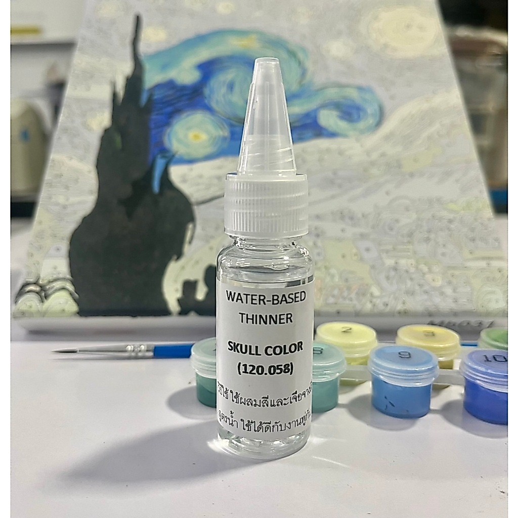 ทินเนอร์ผสมสีอะคริลิค กรณีสีหนืด ปริมาณ20ml ใช้ได้ดีกับงานระบายสีตามตัวเลข DIY น้ำยาผสมสีอะคริลิค
