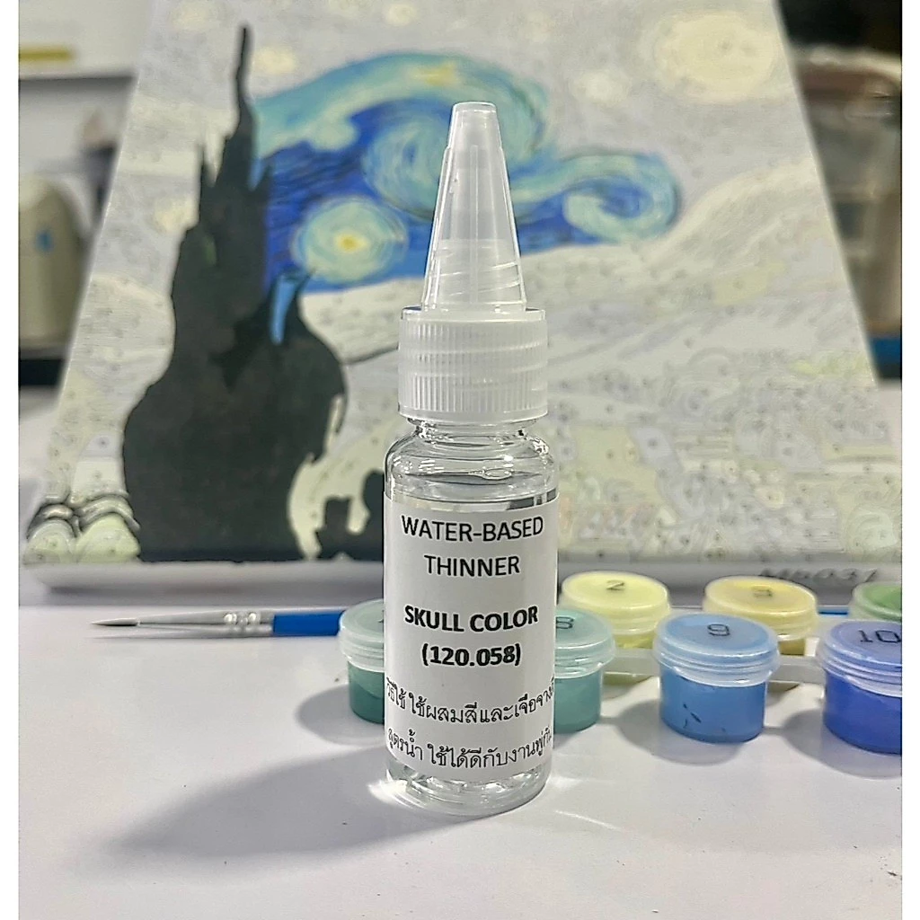 ทินเนอร์ผสมสีอะคริลิค กรณีสีหนืด ปริมาณ20ml ใช้ได้ดีกับงานระบายสีตามตัวเลข DIY น้ำยาผสมสีอะคริลิค