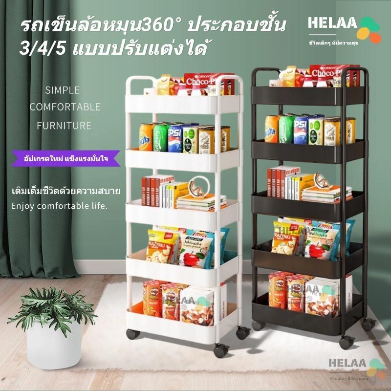 ชั้นวางของรถเข็นพลาสติก 3/4/5 ชั้น พร้อมล้อเลื่อน+ที่จับ รถเ