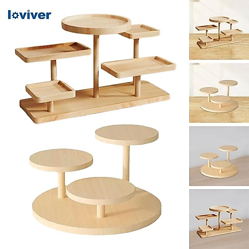 [Loviver] ไม้ Multi Display Rack Tiered ถาดผู้ถือสําหรับร้านอาหาร Party Home