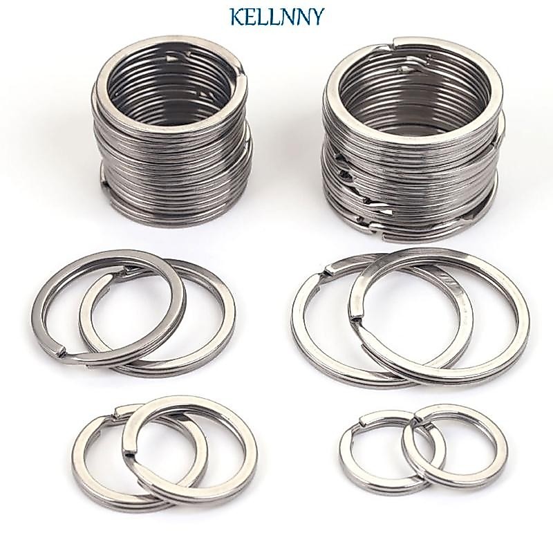 Kellnny พวงกุญแจสเตนเลส แบบคู่ สีเงิน