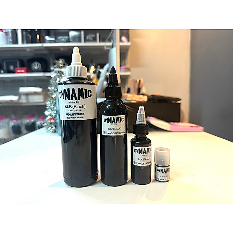 สีสัก DYNAMIC BLK ฝาขาว หมึกดำสักร่ายกาย  หมึกแท้100%
