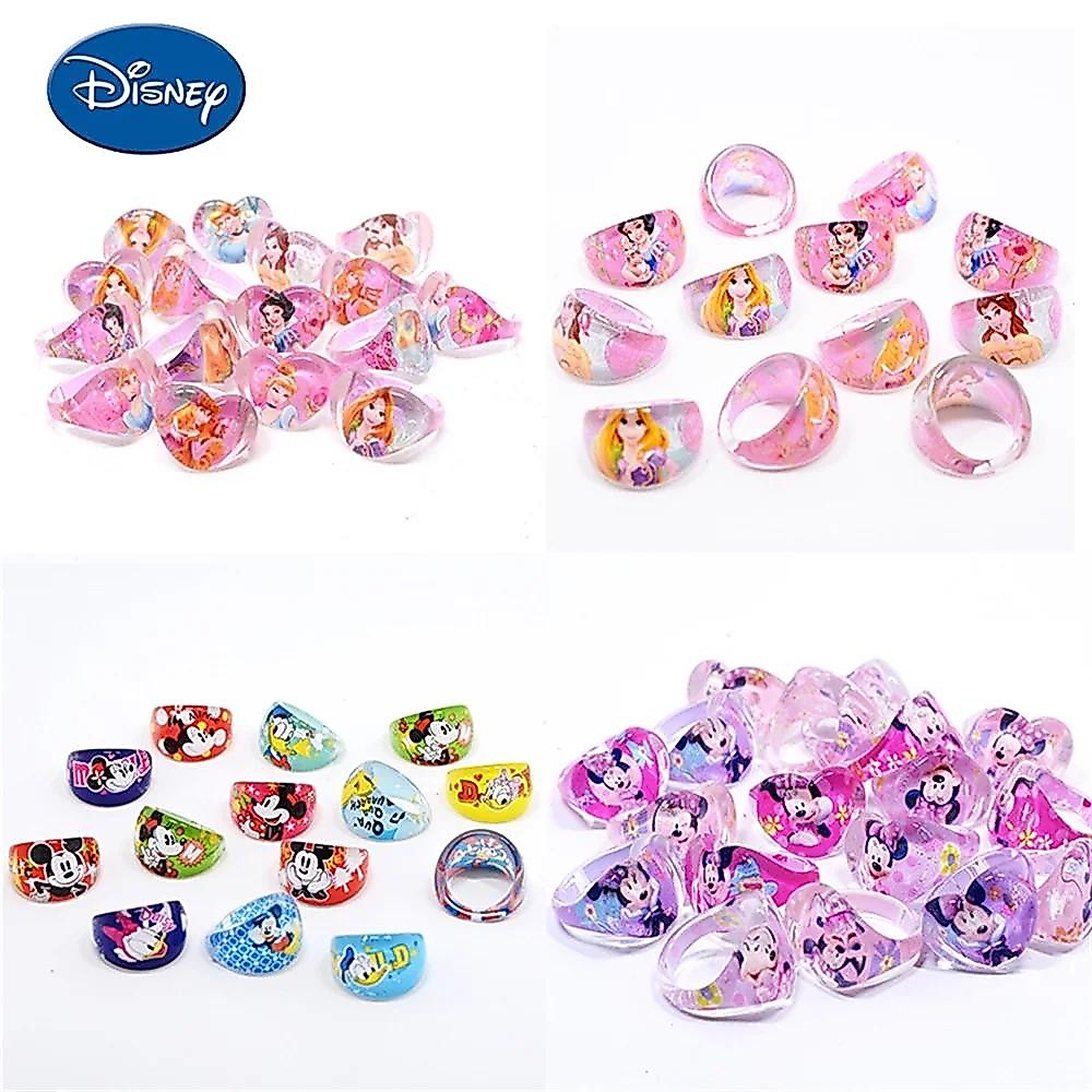 สุ่ม20ชิ้นดิสนีย์การ์ตูนแหวนอะคริลิเครื่องประดับมือเด็กมิกกี้เอลซาเจ้าหญิงแหวนสาวของเล่นของเล่นเด็กของขวัญวันเกิด