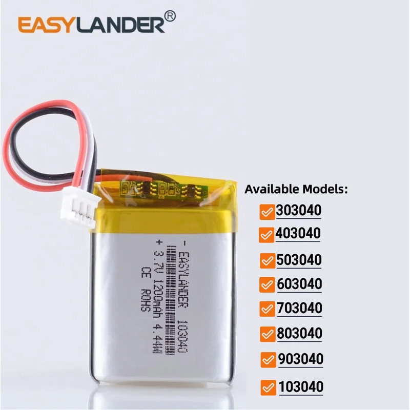PH2.0 3Pin 3.7V 303040 403040 503040 603040 703040 803040 903040 103040 แบตเตอรี่ลิเธียมโพลิเมอร์แบบ