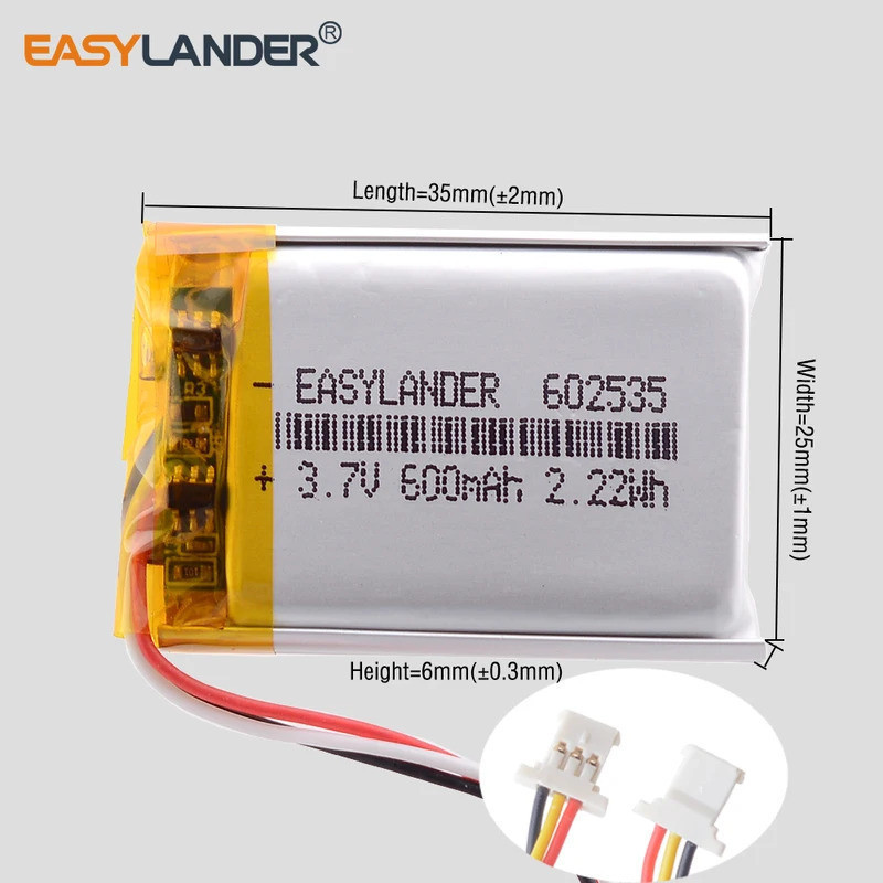 JST 3pin 51146 302535 402535 502535 602535 702535 802535 902535 102535 แบตเตอรี่ Lipo แบตเตอรี่ลิเธี