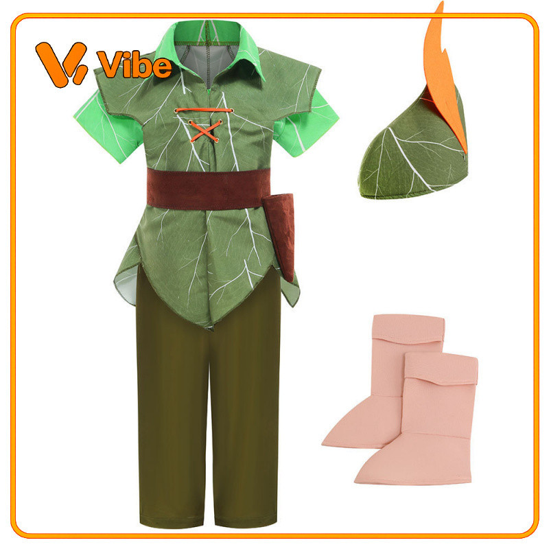 ในสต็อกเด็กฮาโลวีน ctume Boys Green Elf Peter Pan Performance เครื่องแต่งกายสําหรับปาร์ตี้เด็กคริสต์