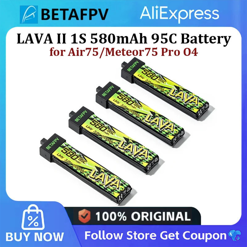 BETAFPV LAVA II 580mAh 1S 95C 3.8V แบตเตอรี่สําหรับ Air75, Meteor75 Pro O4 Brushless Whoop Quadcopte