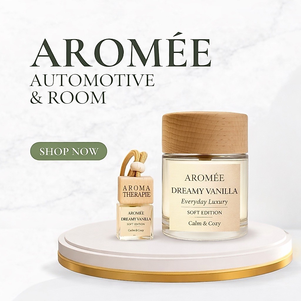 AROMÉE Dreamy Vanilla น้ำหอมรถยนต์วานิลลา หอมละมุน ไม่ฉุน ไม่เลี่ยน ไม่เวียนหัว ลดกลิ่นอับ ฟิลคาเฟ่