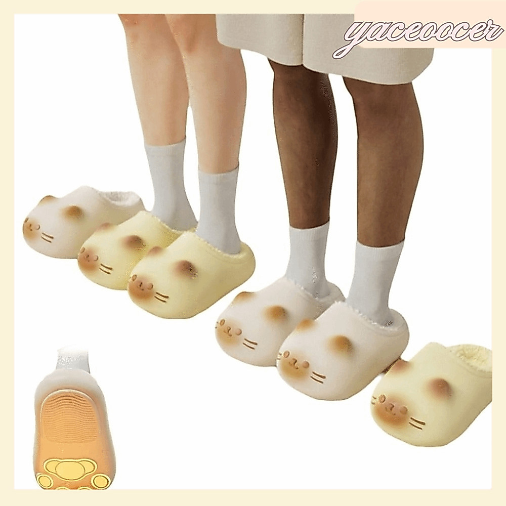 Yaceoocer Kitty Mules รองเท้าแตะแมวอุ่นนิ้วเท้า เพิ่มความสูง เหมาะสำหรับกลางแจ้งและในร่ม