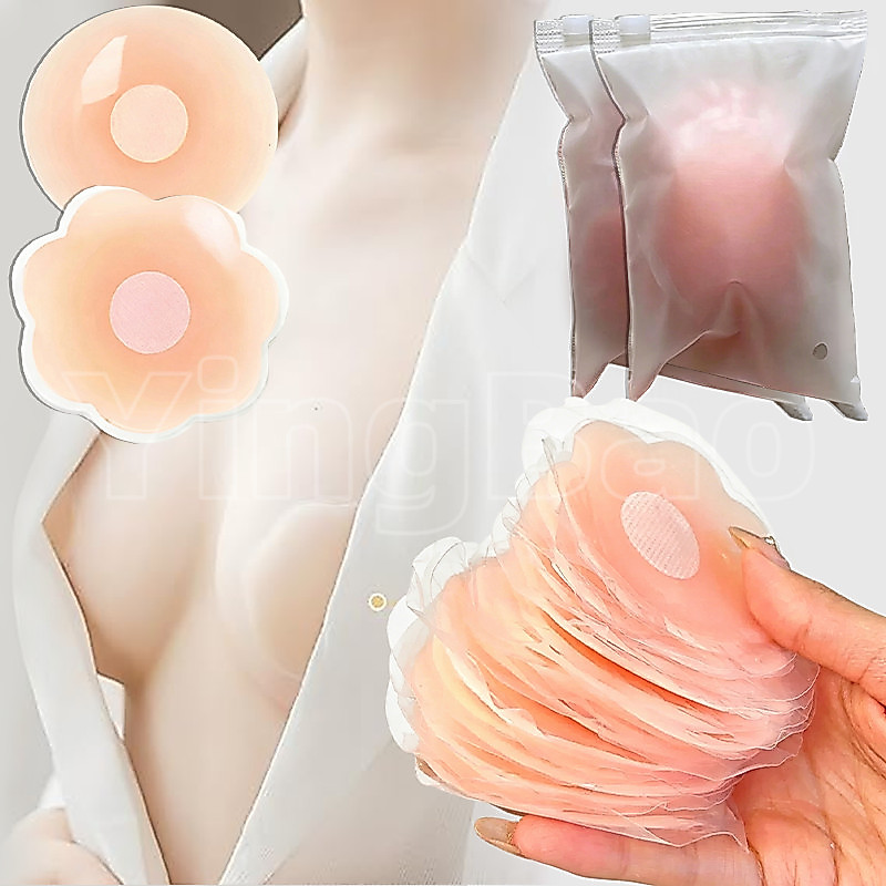 12pcs ซิลิโคนหัวนมฝาครอบนํามาใช้ใหม่ผู้หญิงเต้านมกลีบยกที่มองไม่เห็น Pasties Bra Padding สติกเกอร์ Patch Boob Pads กาว
