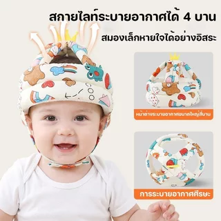 หมวกกันกระแทกเด็ก 360องศาปกป้องรอบศีรษะ ปรับขนาดได้ ระบายอากาศนุ่มเบา ใส่สบายไม่อับง่าย