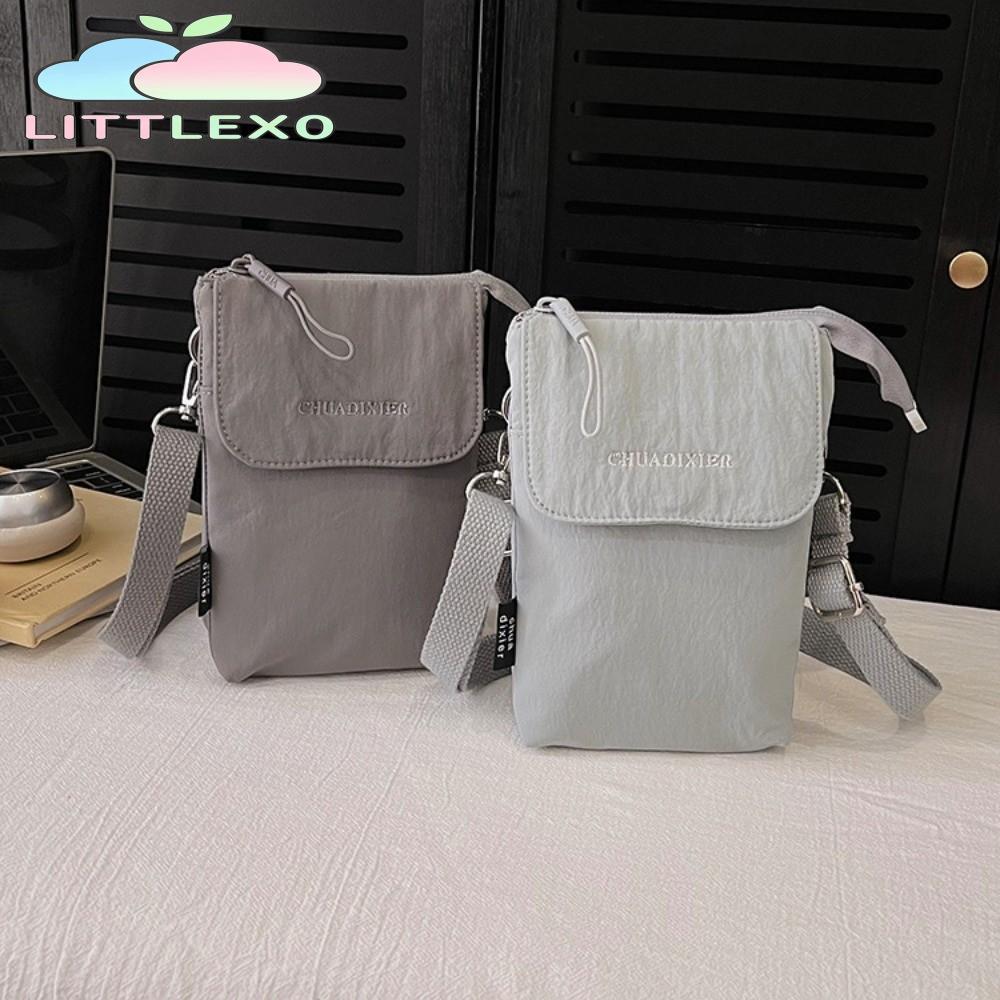 กระเป๋าใส่โทรศัพท์ LITTLEX, กระเป๋าสะพายข้างไนลอนสีทึบ, กระเป๋าสะพายไหล่ขนาดมินิสายรัดปรับได้น้ําหนักเบาเป็นพิเศษอินเทรนด์
