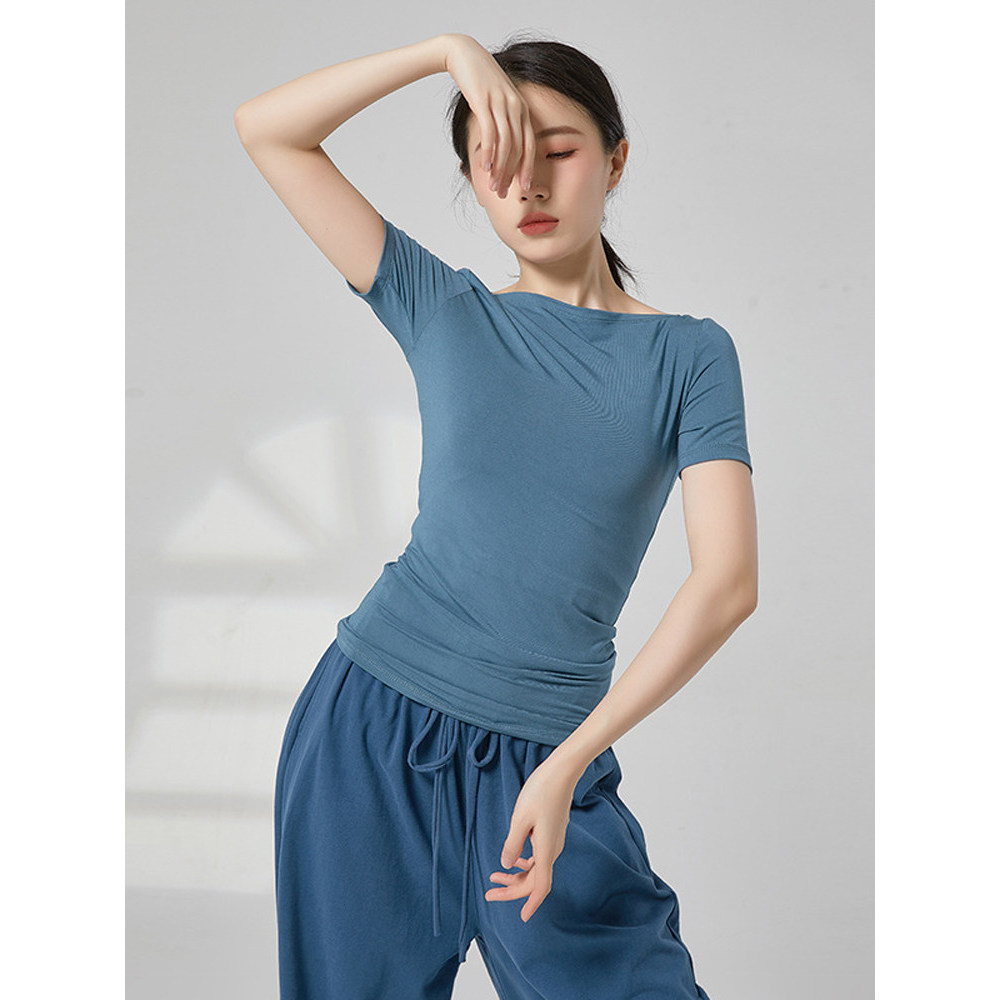Co-Yan หญิง One-Line คอสั้นแขน Slim-fit Slimmer ดูครู Art Test จีนคลาสสิก Modern Dance Body การฝึกอบ