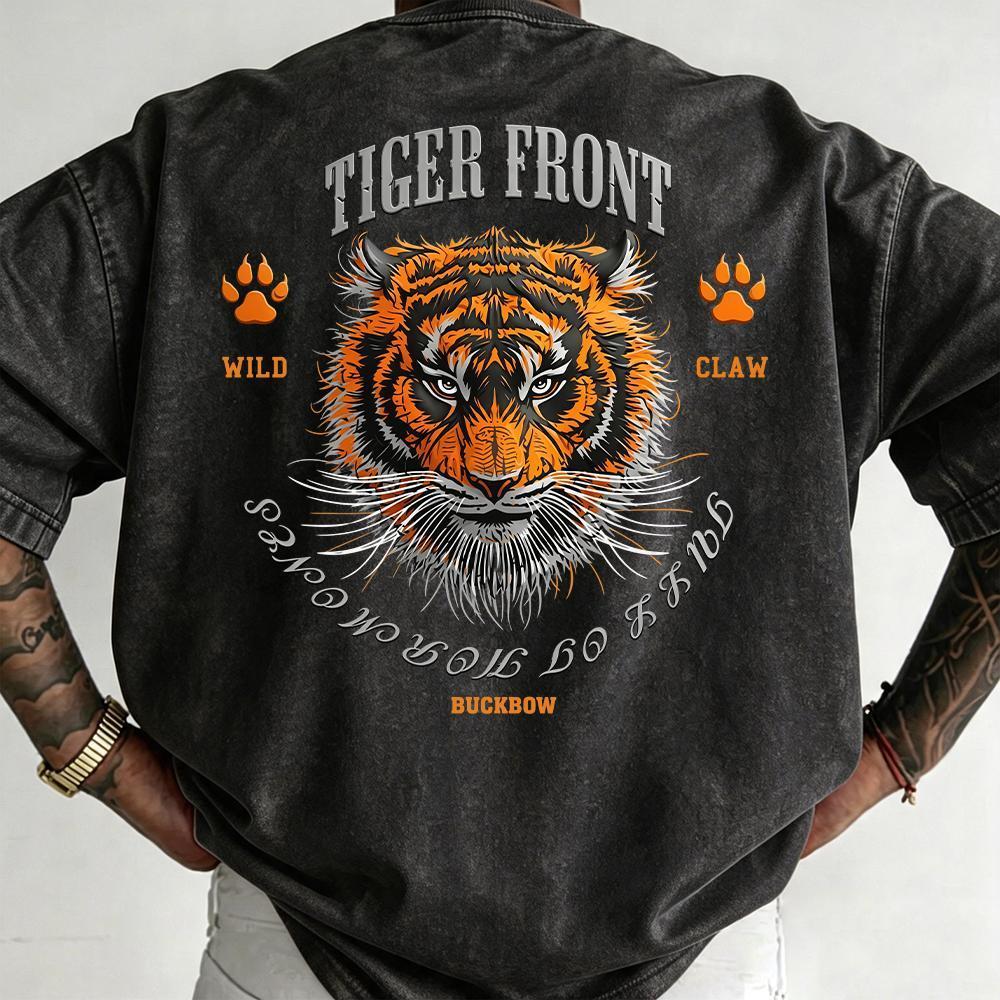 UT shop💥เสื้อยืดผ้าคอตตอน 100% “TIGER FRONT” ทรง Oversize คอกลม แขนสั้น ผ้านุ่มสบาย ใส่ได้ทุกวัน ฤดูร้อน ไซส์ S-3XL